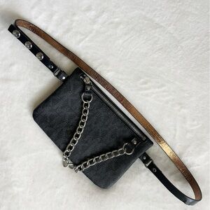 MICHAEL KORS MK belt‎ Bag Wallet Brown Silver